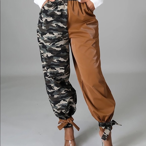 HP CAMO Pocket Tie Vegan Leather Pant - Picture 2 of 6